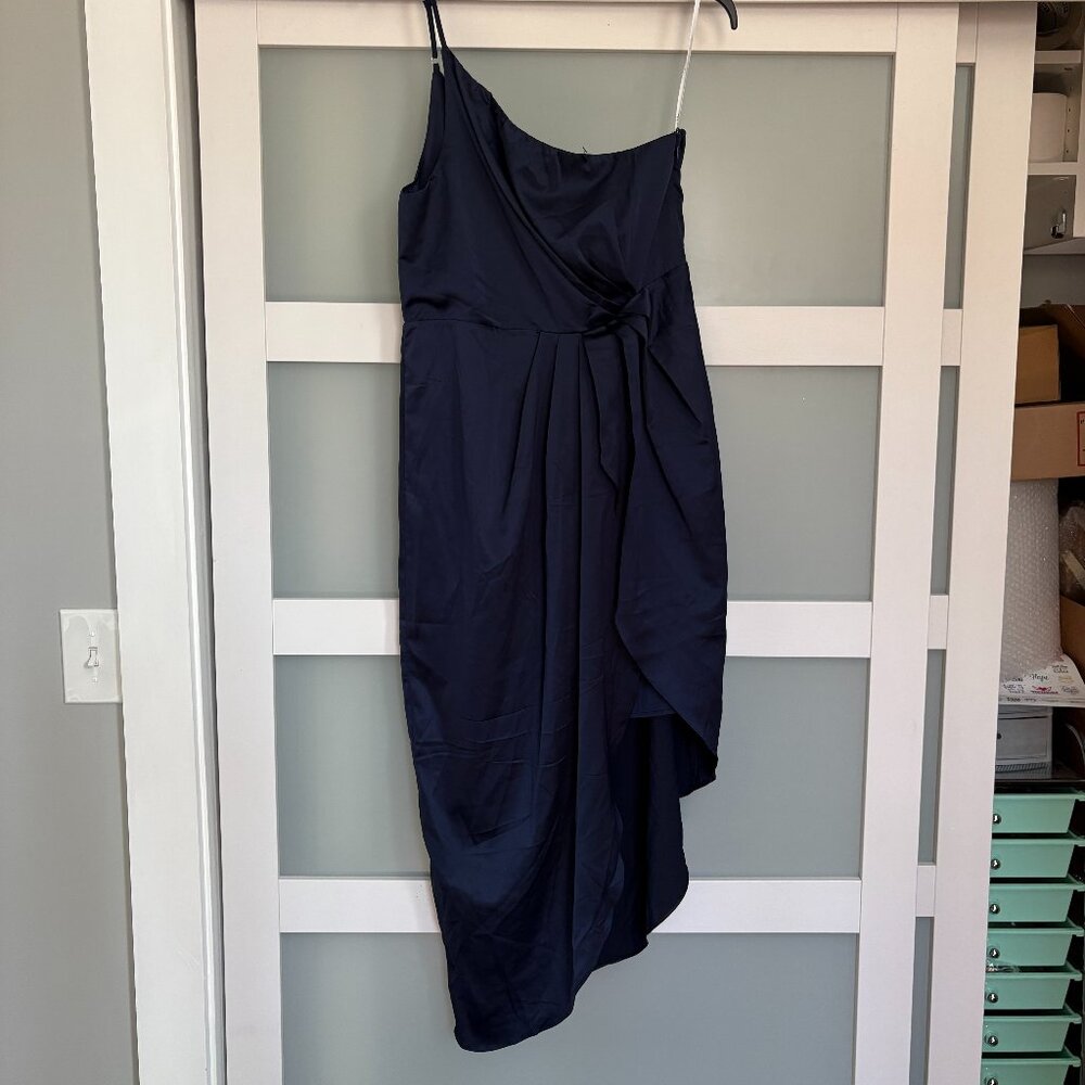 LULUS Navy blue cocktail  Rhema Navy Satin Midi Dress sz XL Sleeveless NEW - Picture 4 of 5